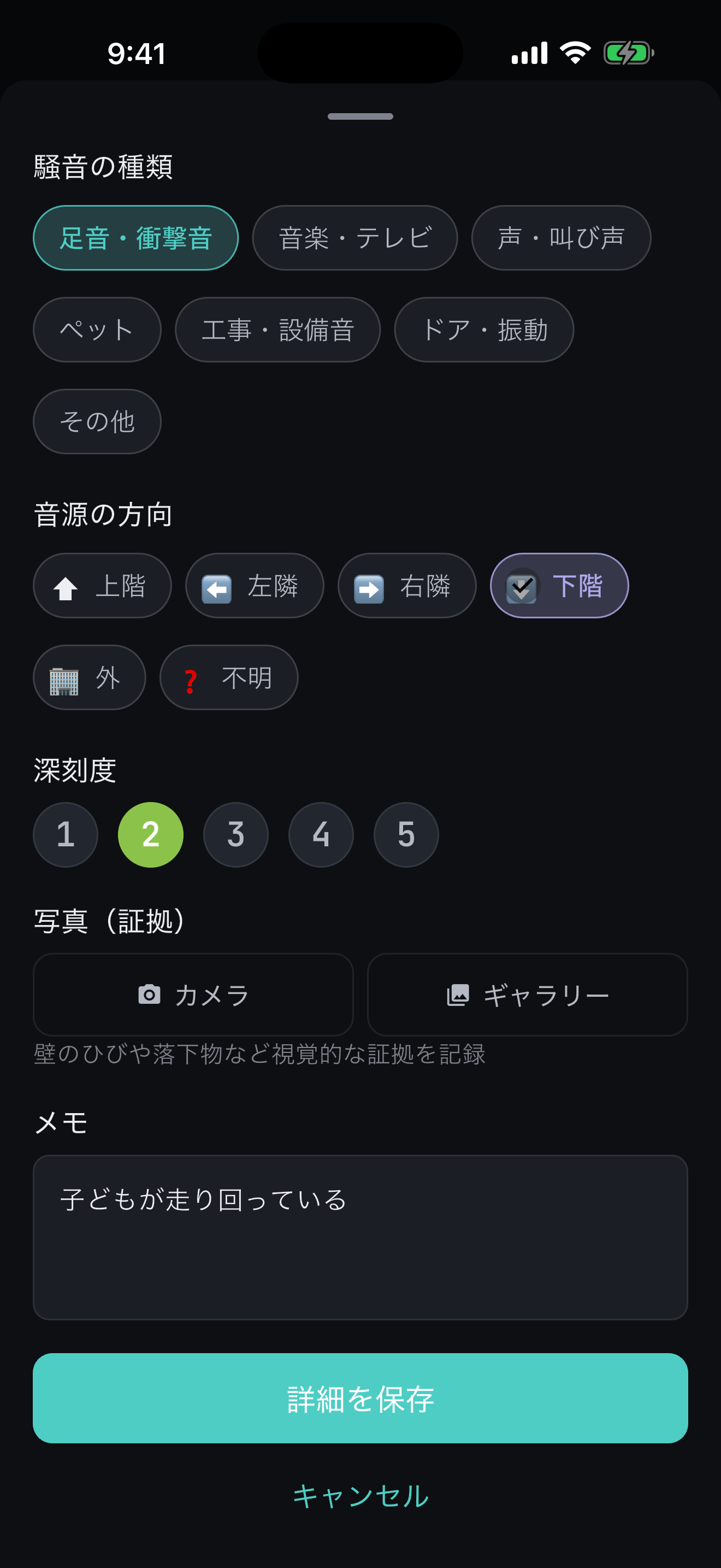 詳細保存画面